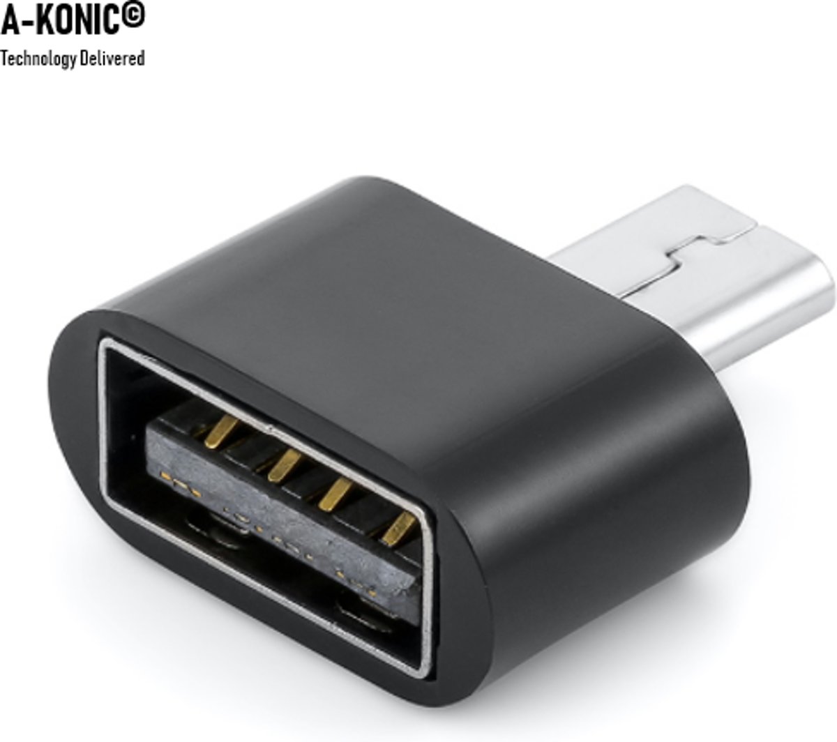 A-Konic ©- verloop adapter USB-adapter naar Micro-usb | Opzetstuk | USB to Micro usb Converter | zwart